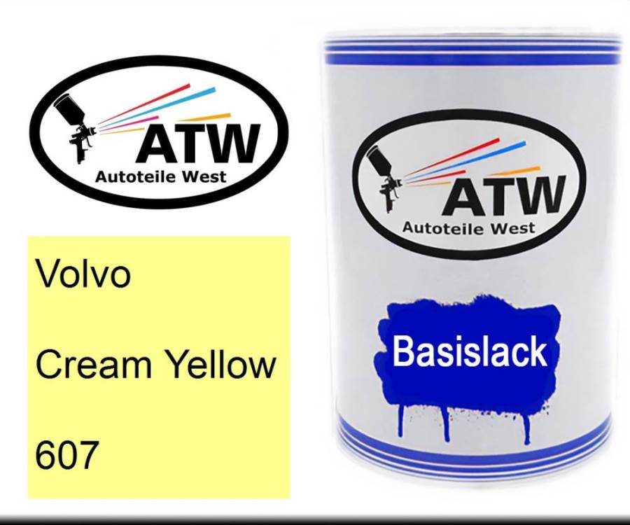 Volvo, Cream Yellow, 607: 500ml Lackdose, von ATW Autoteile West.